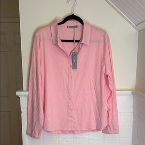 In 2 by InCashmere Pink Cotton Collared Button Dowm Top size XL NWT